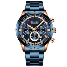 Load image into Gallery viewer, CURREN Men Watch Top Brand Luxury Sports Quartz Mens Watches Full Steel Waterproof Chronograph Wristwatch Men Relogio Masculino
