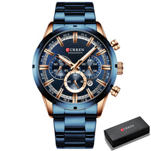 Load image into Gallery viewer, CURREN Men Watch Top Brand Luxury Sports Quartz Mens Watches Full Steel Waterproof Chronograph Wristwatch Men Relogio Masculino