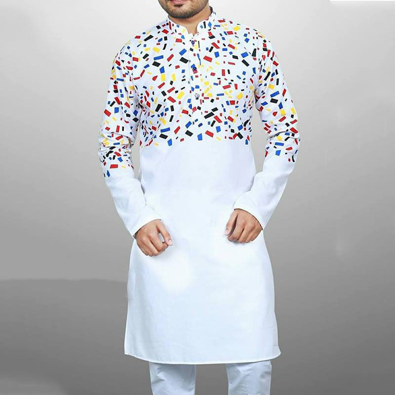 White Cotton Panjabi for Men