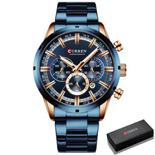 Load image into Gallery viewer, CURREN Men Watch Top Brand Luxury Sports Quartz Mens Watches Full Steel Waterproof Chronograph Wristwatch Men Relogio Masculino
