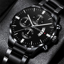 Load image into Gallery viewer, Fashion Men Luxury Stainless Steel Watch Calendar Date Quartz Wrist Watch Watches for Man Business Leather Clock часы мужские
