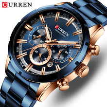 Load image into Gallery viewer, CURREN Men Watch Top Brand Luxury Sports Quartz Mens Watches Full Steel Waterproof Chronograph Wristwatch Men Relogio Masculino
